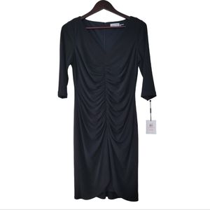 NWT Calvin Klein Women's 3/4 Sleeves Short Lined Black Sheath Dress Size 10( M)